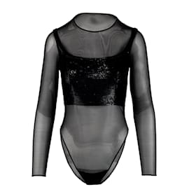 Autre Marque Body semitrasparente con paillettes