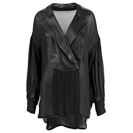 Gaetano Navarra schwarze Lederbluse