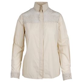 Camisa Blumarine de algodón beige con encaje