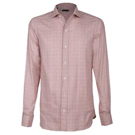 Camicia Tom Ford rossa pied de poule in cotone