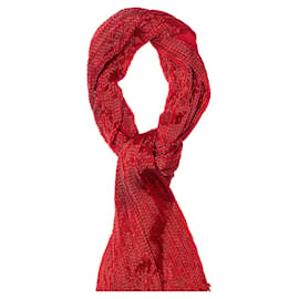Foulard Collection Privée in seta rosso con frange e cristalli - Autre Marque