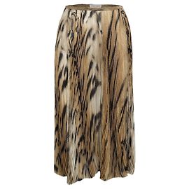 Gonna plissé Roberto Cavalli in chiffon-tulle con stampa leopardata