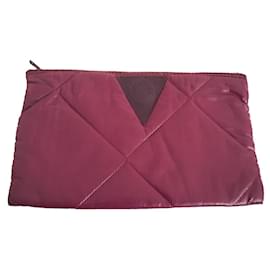Kit da Viaggio Lancel Trapuntato Nylon Rosso Scuro