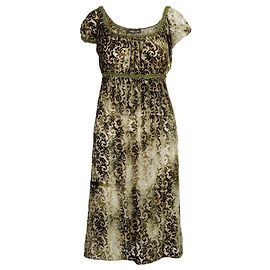 Vestido estampado de terciopelo verde de Roberto Cavalli