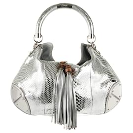 Borsa grande Babouska Indy in pitone metallizzato argento Gucci.  Edizione limitata!