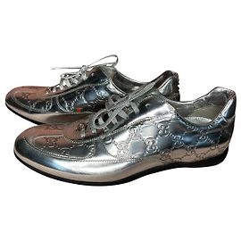 Sneakers Gucci in pelle argento da donna