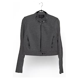 Bcbg Max Azria Moto Jacke Kurz Grau Melange