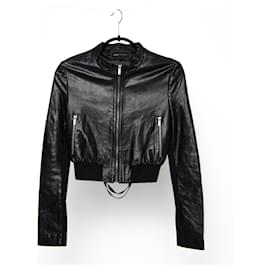 Bcbg Max Azria Lederjacke mit Pelz in Schwarz Größe S