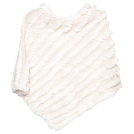 Bcbg Max Azria Weißer Pelzponcho aus Kaninchenfell