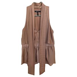 Bcbg Max Azria Celline Top senza maniche con peplo e collo annodato Nocciola