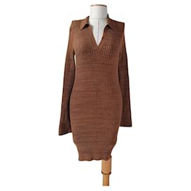 Vestido marrón de viscosa Helmut Lang