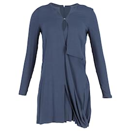 Minivestido asimétrico de manga larga en viscosa azul marino de Acne Studios
