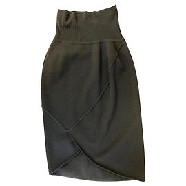 Gonna Alaïa in lana nera a vita alta media lunghezza