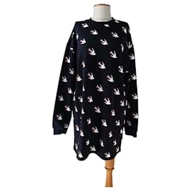 Alexander McQueen MCQ Oversize Sweatshirt Kleid Tunika Schwarz