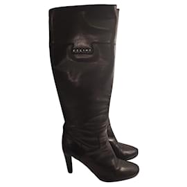 Botas de tacón Céline en cuero negro 8 cm
