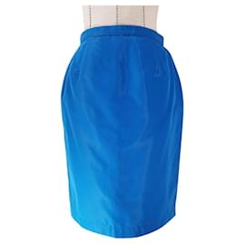 Falda Thierry Mugler azul de algodón y poliamida