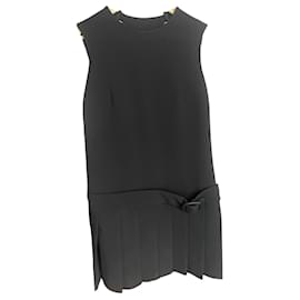 Prada Plissee Kleid Schwarz Polyester
