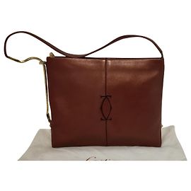 Cartier Handbag Dark Red Leather