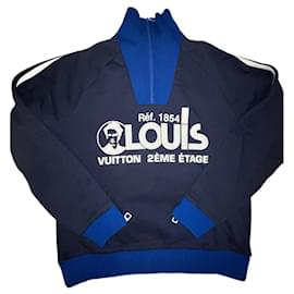 Louis Vuitton Multizip-Sweatshirt bedruckt einfarbig blau Größe xs