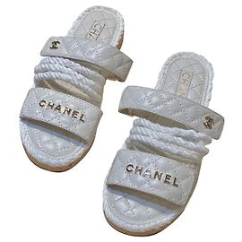 Chanel Dad sandals/mules in white cord