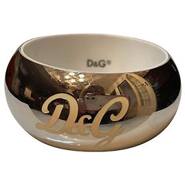 Dolce & Gabbana Bracciale rigido argento in ceramica D&G