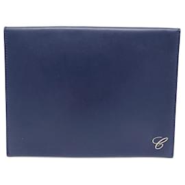 NEUE CHOPARD UMSCHLAGTASCHE 22.5CM BLAUES LEDER LEDERTASCHE CLUTCH - Chopard
