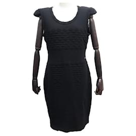 NEUES P-KLEID VON CHANEL36543 l 42 SCHWARZ WOLLE & SEIDE SCHWARZ WOLLE SEIDE KLEID NEU - Chanel