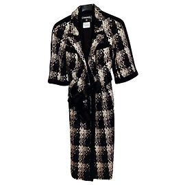 Chanel Tweedmantel schwarz und hellgold