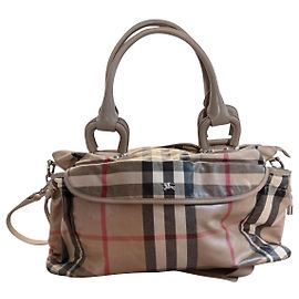 Sac à langer Burberry beige en cuir et toile enduite