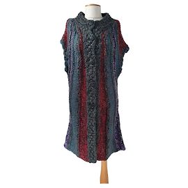 Autre Marque Long Cardigan Wool Mix Multi Color Size L