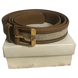 Lanvin Gürtel Beige aus Canvas und Leder mit Goldene Schnalle