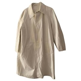 Gabardina Loewe crema de algodón y cuero Talla L