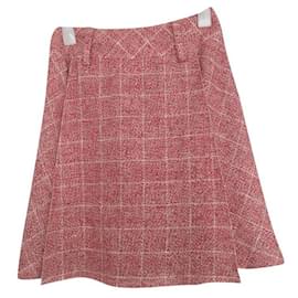 Falda Chanel de tweed blanca y roja