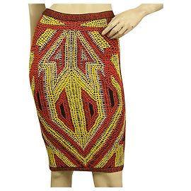 Herve Leger Ola Geometrischer Häkel-Jacquard-Bleistiftrock Größe XS