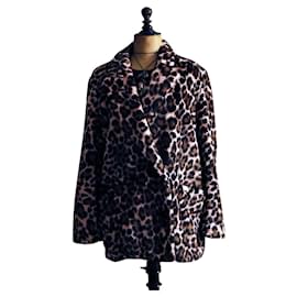 The Kooples Abrigo de piel sintética de leopardo T: 38