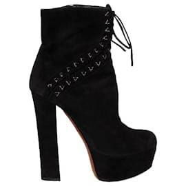 Botines de corsé con cordones de ante negro - Alaïa