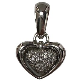 Autre Marque Chimento Collana Pendente Cuori Mobili in Oro Bianco e Diamanti