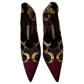 Décolleté Manolo Blahnik Pititia Rosso Satin e Pelle 115mm