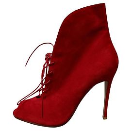Stivaletti Gianvito Rossi in pelle rossa peep toe
