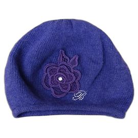 Blumarine Purple Cashmere Wool Hat with Swarovski Logo