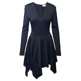 Alexandre Vauthier VESTIDO CON BAJO DE CASCADA EN VISCOSA NEGRO