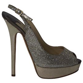 Zapatos de tacón Jimmy Choo Vita con purpurina en cuero champán