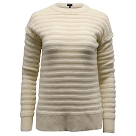 Theory Novelty Stripe Sweater aus beigem Kaschmir