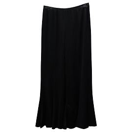 Pantalones de pernera ancha en satén negro Valentino Garavani Lounge