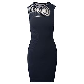 Stella Mc Cartney Stella Mccartney Vestido tubo de punto sin mangas ondulado en lana negra