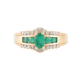 Anello con diamante smeraldo in oro giallo - Autre Marque