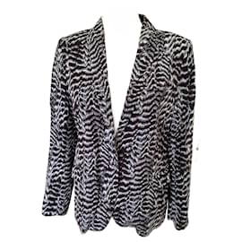 Berenice Zebra Print Jacke aus Viskose Schwarz Weiß