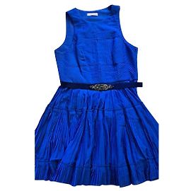 Matthew Williamson Vestido Seda Plisado Sol Azul Rey