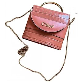 Borsa Chloé Abylock in Pelle Coccodrillo Rosa Salmone