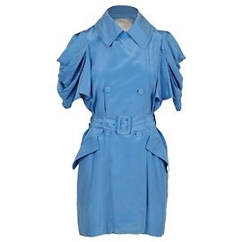 Autre Marque Hanii Y blaue Seiden-Doppelreiherkleid